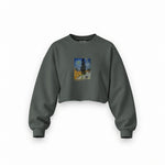 Road with Cypress and Star Oversize Crop Sweatshirt – Antrasit
