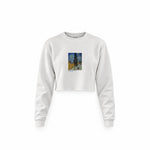 Road with Cypress and Star Crop Sweatshirt – Beyaz