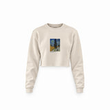 Road with Cypress and Star Crop Sweatshirt – Krem