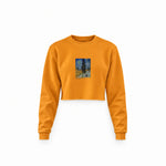 Road with Cypress and Star Crop Sweatshirt – Turuncu