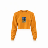 Road with Cypress and Star Crop Sweatshirt – Turuncu