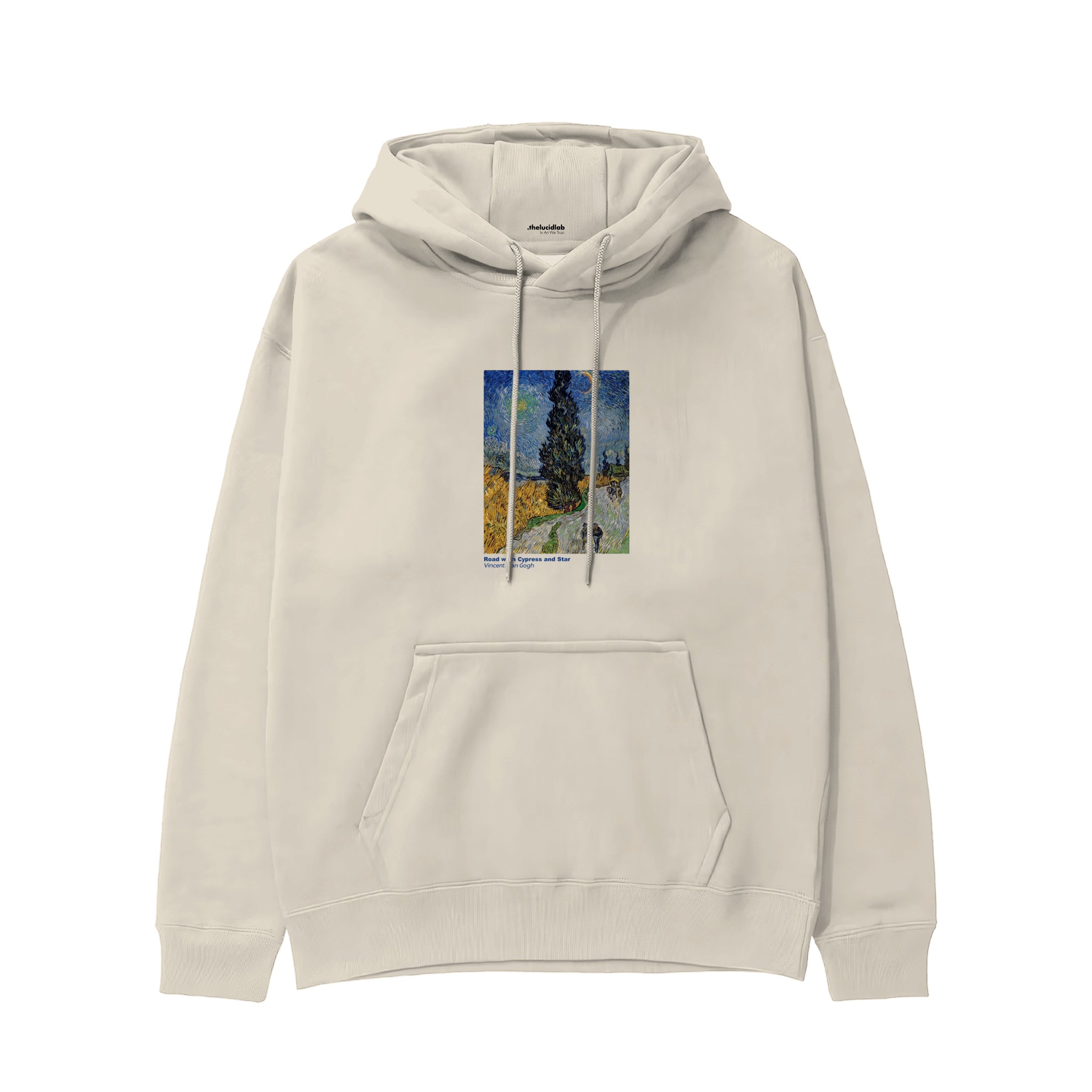 Road with Cypress and Star Hoodie – Krem
