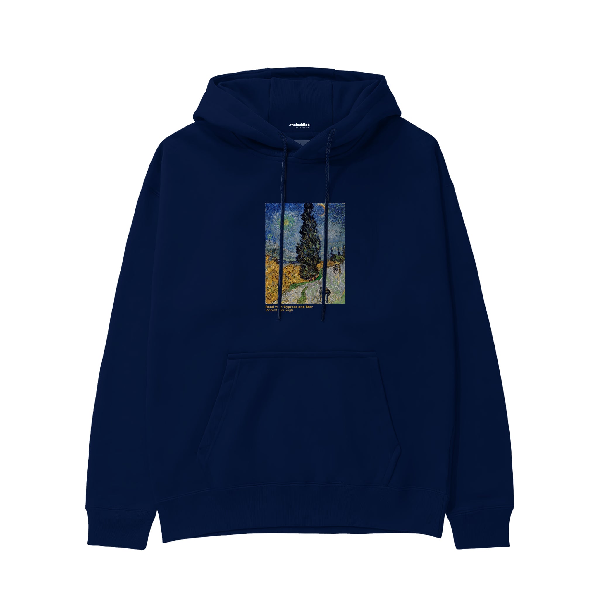 Road with Cypress and Star Hoodie – Lacivert