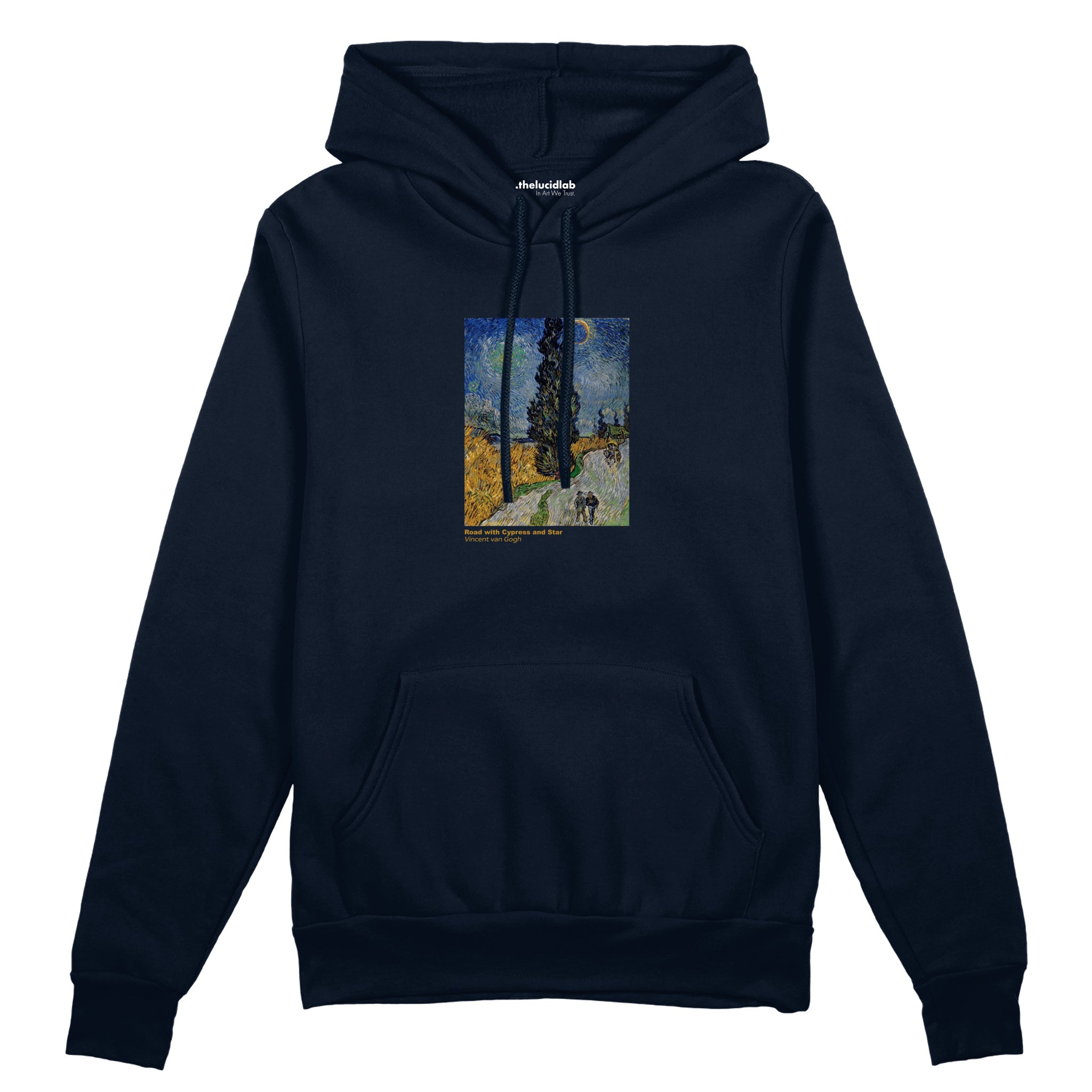 Road with Cypress and Star Oversize Hoodie – Lacivert