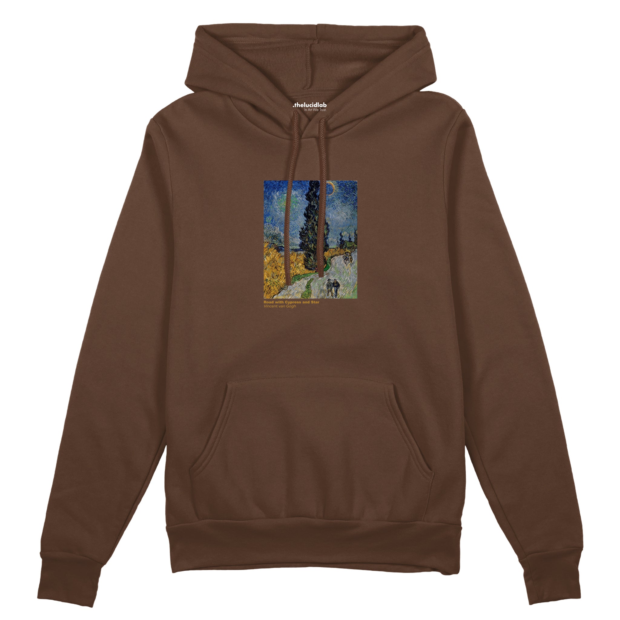 Road with Cypress and Star Oversize Hoodie – Kahverengi