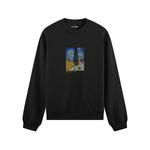 Road with Cypress and Star Oversize Sweatshirt – Siyah