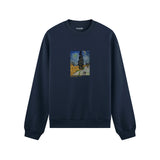 Road with Cypress and Star Oversize Sweatshirt – Lacivert
