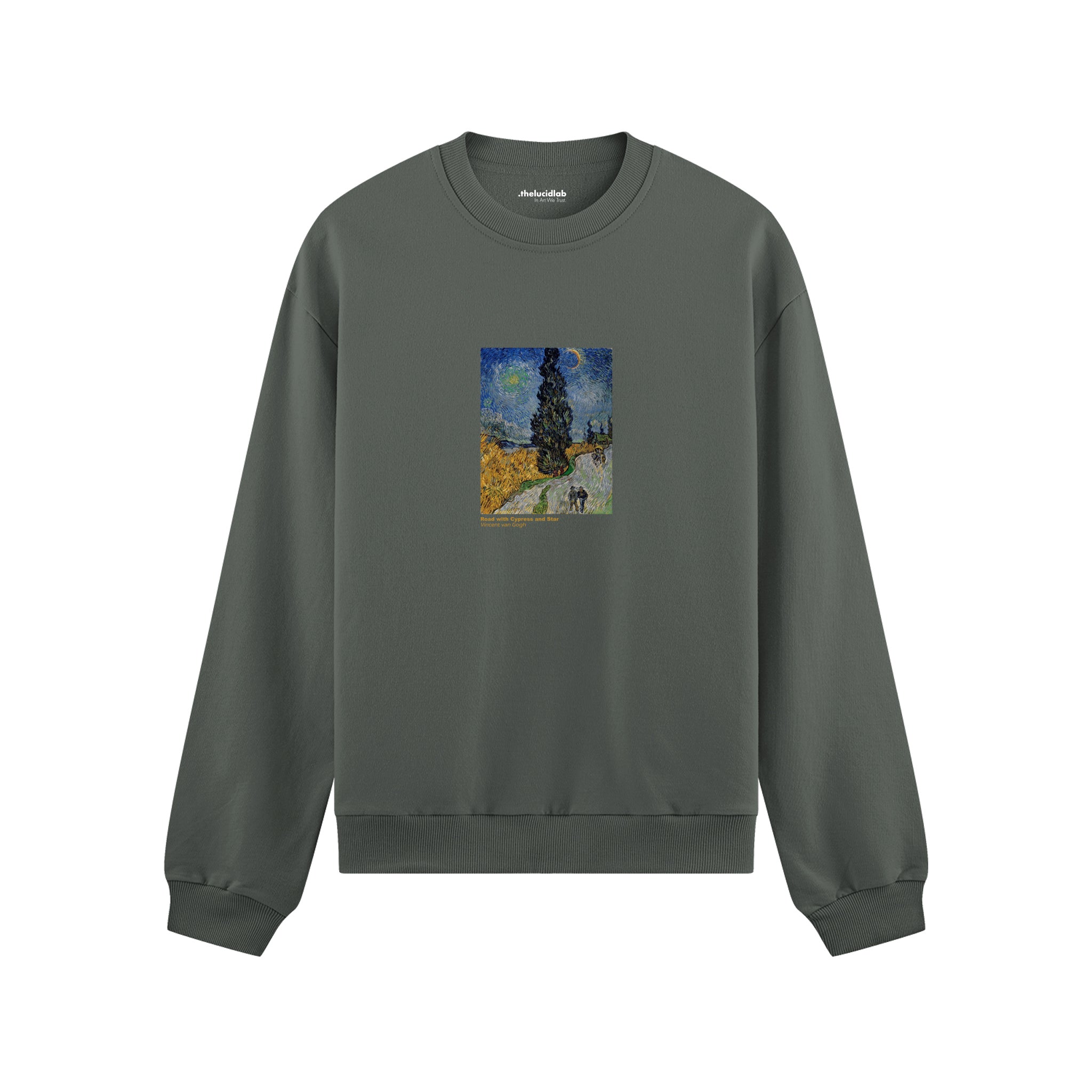 Road with Cypress and Star Oversize Sweatshirt – Antrasit