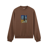 Road with Cypress and Star Oversize Sweatshirt – Kahverengi