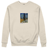 Road with Cypress and Star Sweatshirt – Bej