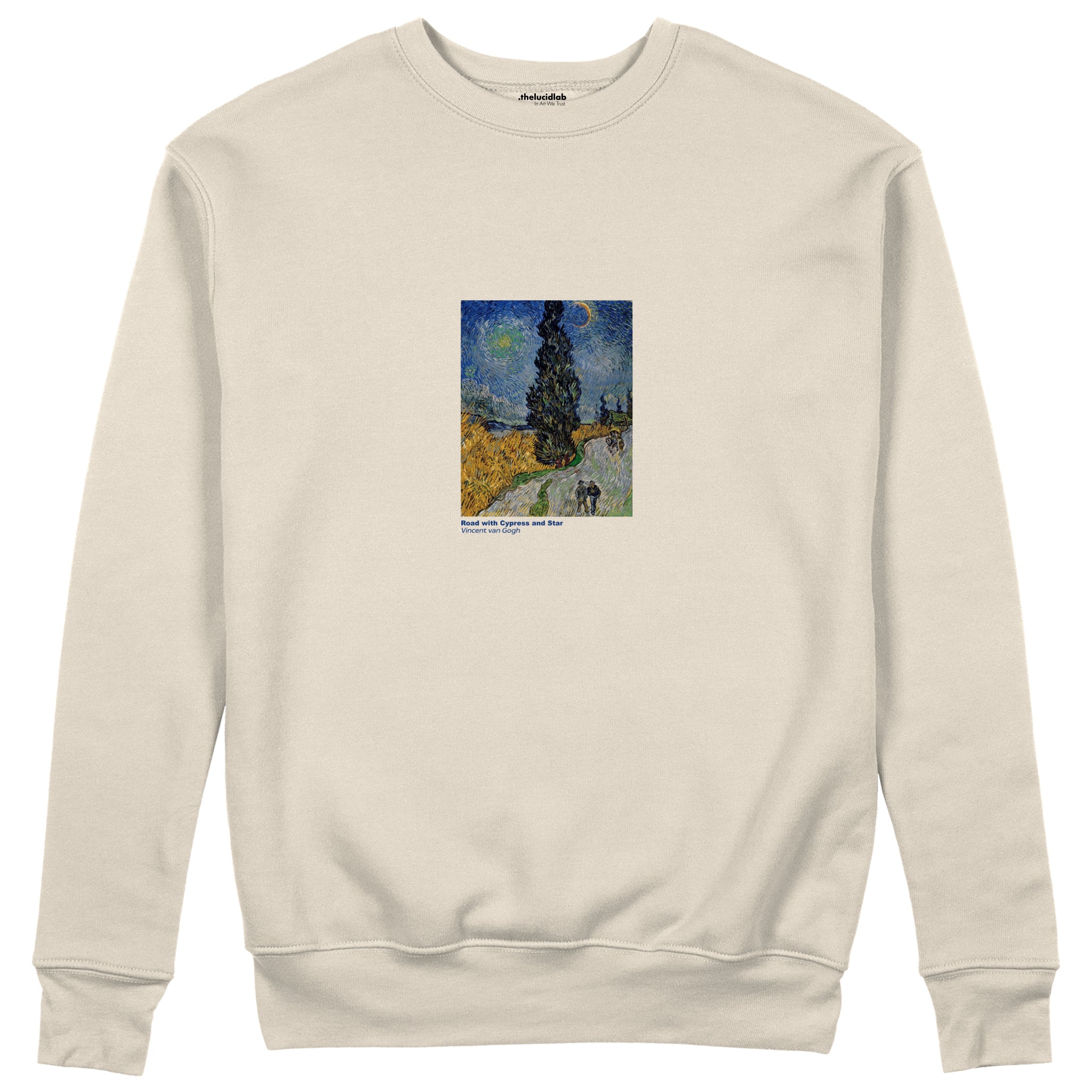 Road with Cypress and Star Sweatshirt – Bej