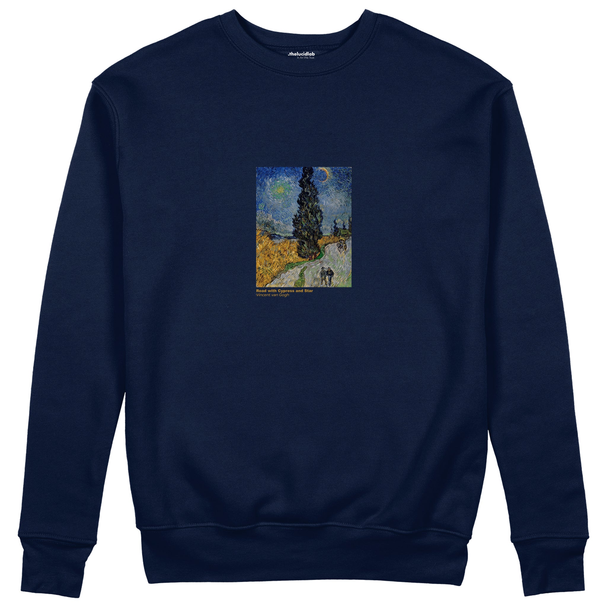 Road with Cypress and Star Sweatshirt – Lacivert