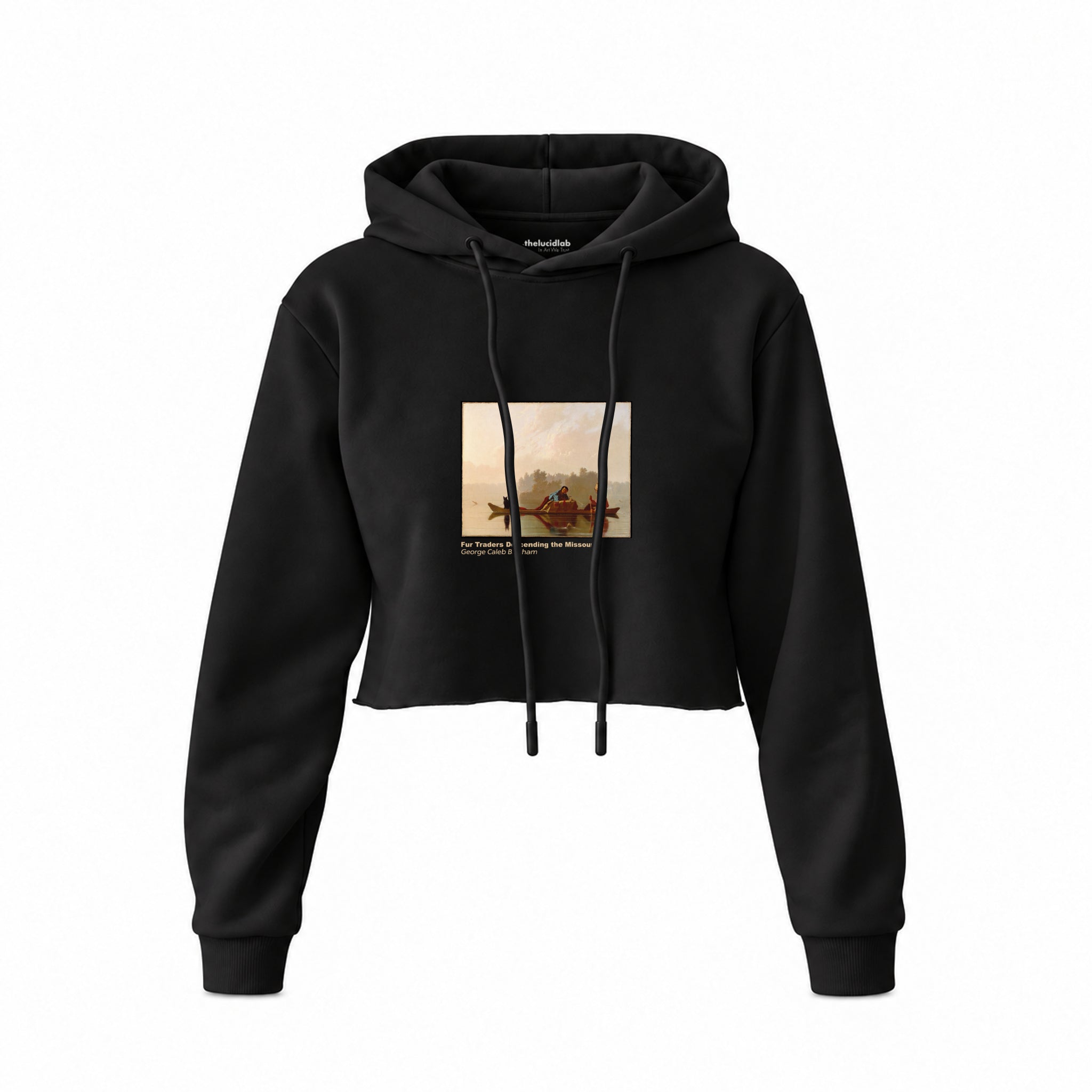 Fur Traders Descending the Missouri Crop Hoodie – Siyah