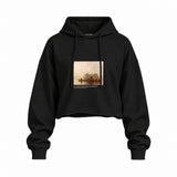 Fur Traders Descending the Missouri Oversize Crop Hoodie – Siyah