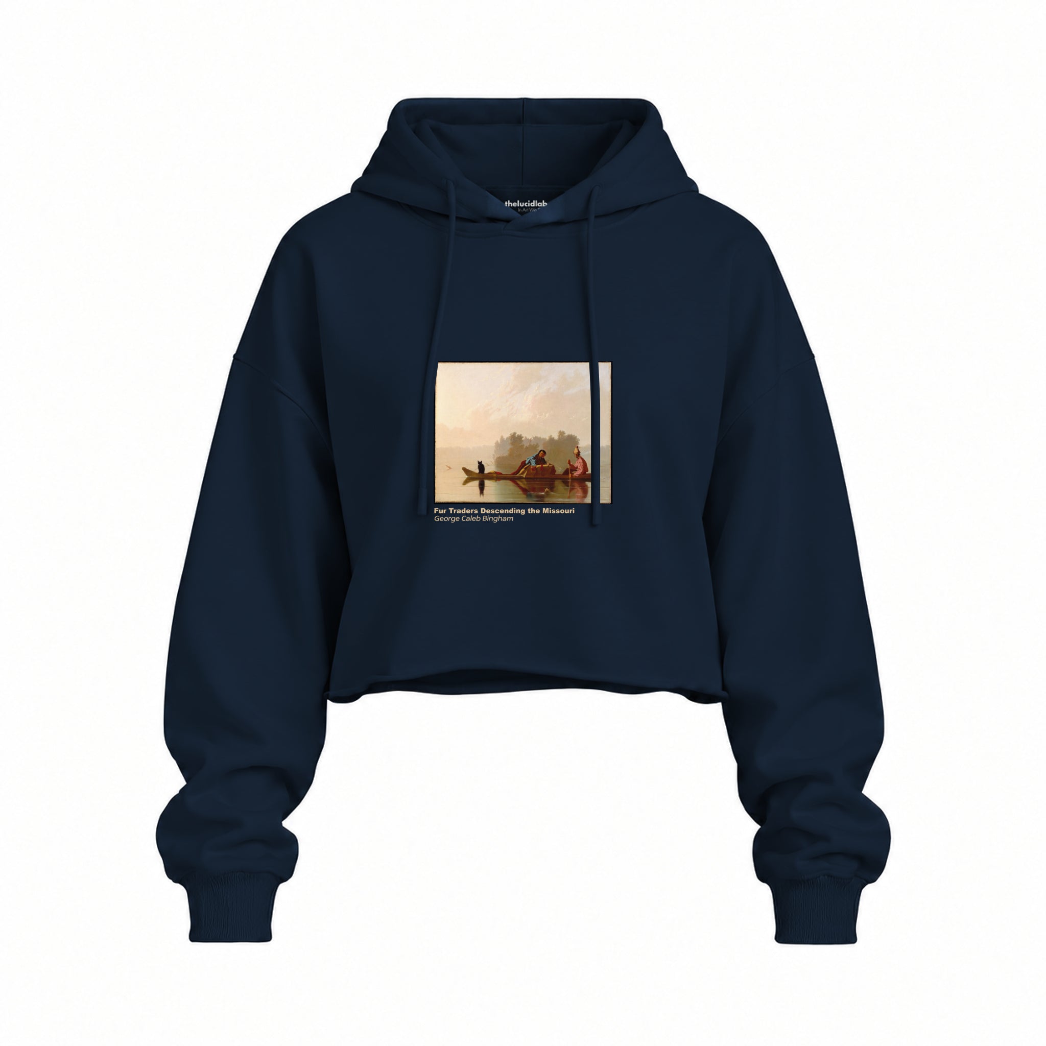 Fur Traders Descending the Missouri Oversize Crop Hoodie – Lacivert