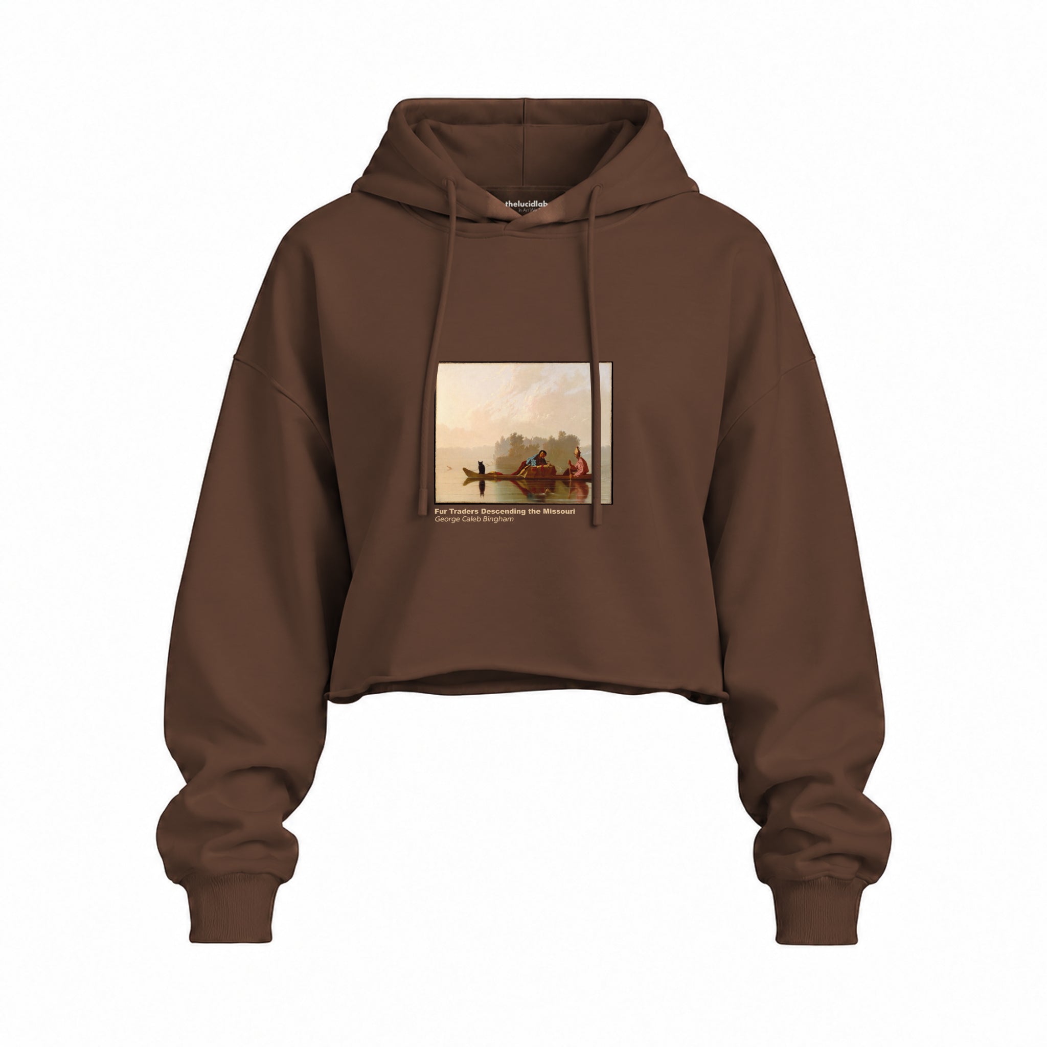 Fur Traders Descending the Missouri Oversize Crop Hoodie – Kahverengi