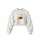 Fur Traders Descending the Missouri Oversize Crop Sweatshirt – Beyaz