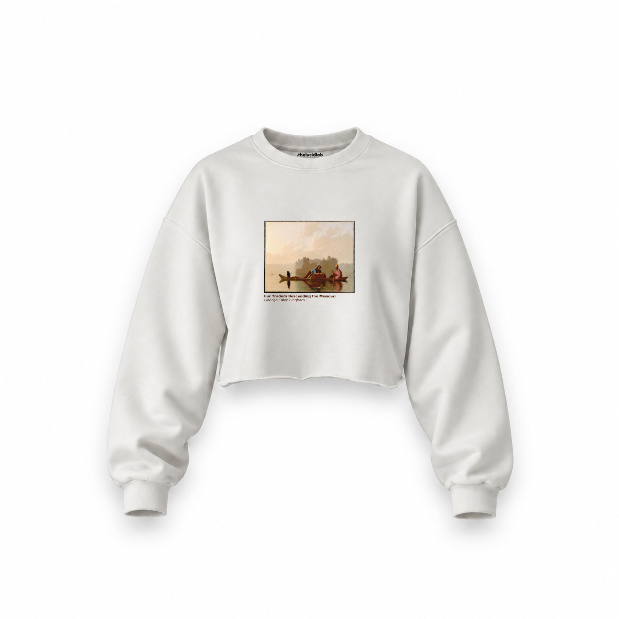 Fur Traders Descending the Missouri Oversize Crop Sweatshirt – Beyaz