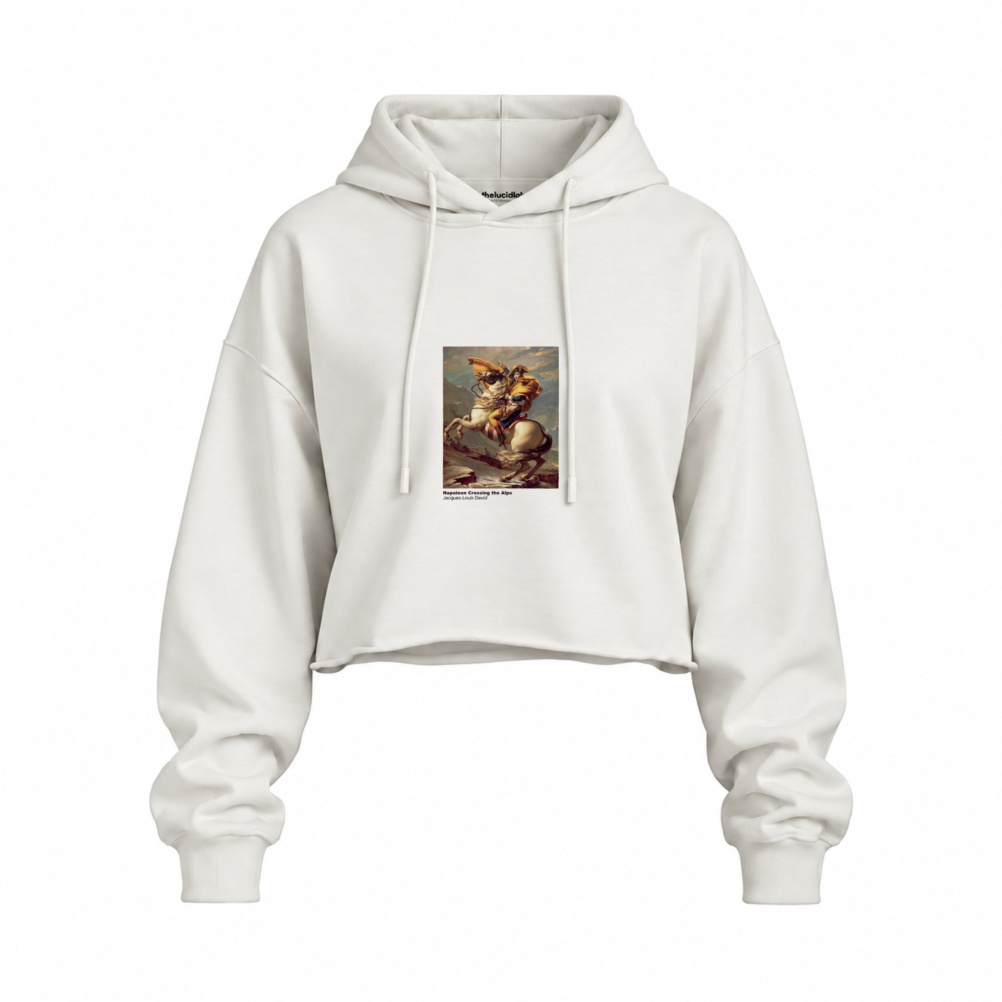 Napoleon Crossing the Alps Oversize Crop Hoodie – Beyaz