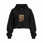 Napoleon Crossing the Alps Oversize Crop Hoodie – Siyah