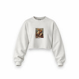 Napoleon Crossing the Alps Oversize Crop Sweatshirt – Beyaz
