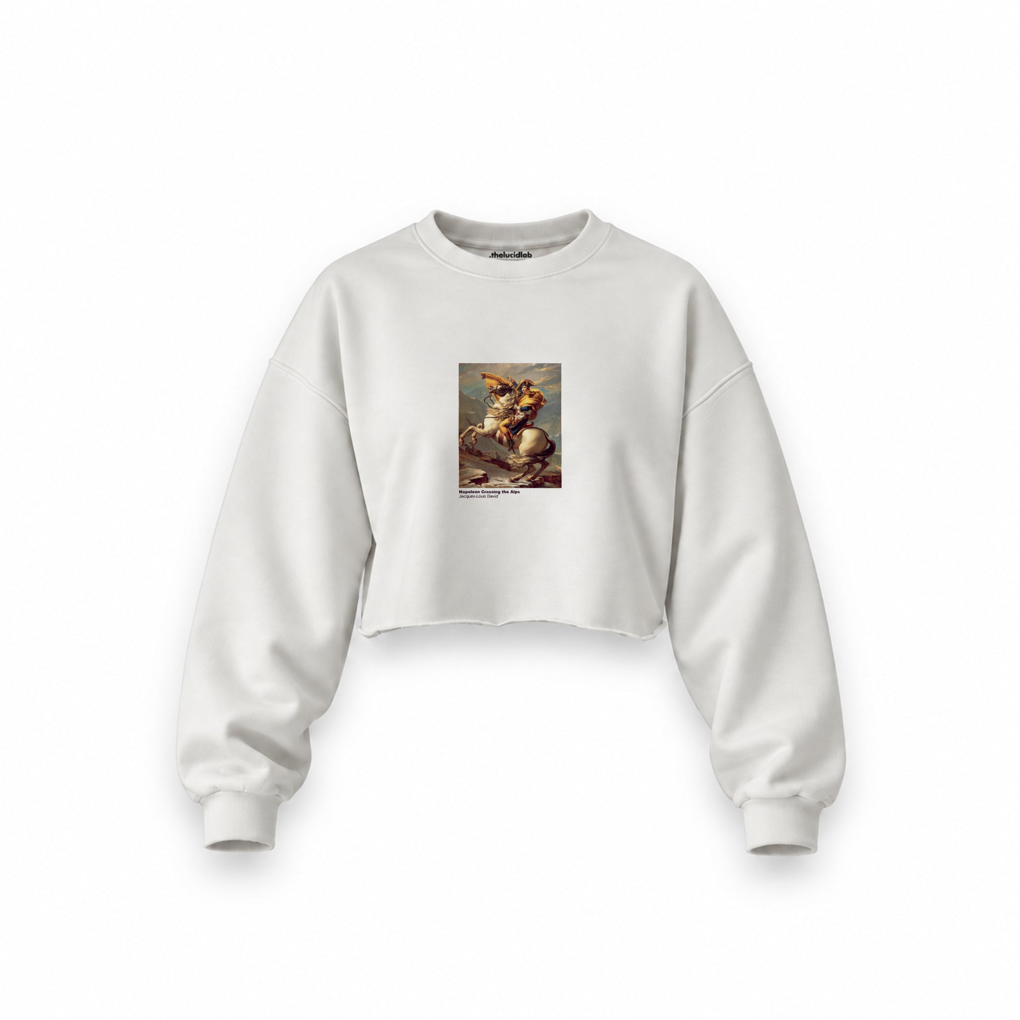 Napoleon Crossing the Alps Oversize Crop Sweatshirt – Beyaz