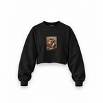 Napoleon Crossing the Alps Oversize Crop Sweatshirt – Siyah