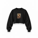 Napoleon Crossing the Alps Oversize Crop Sweatshirt – Siyah