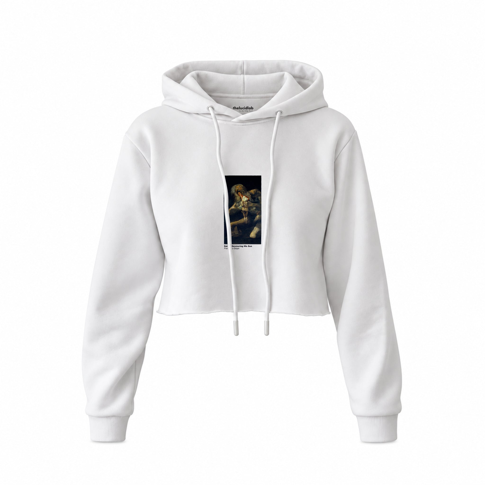 Saturn Devouring His Son Crop Hoodie – Beyaz