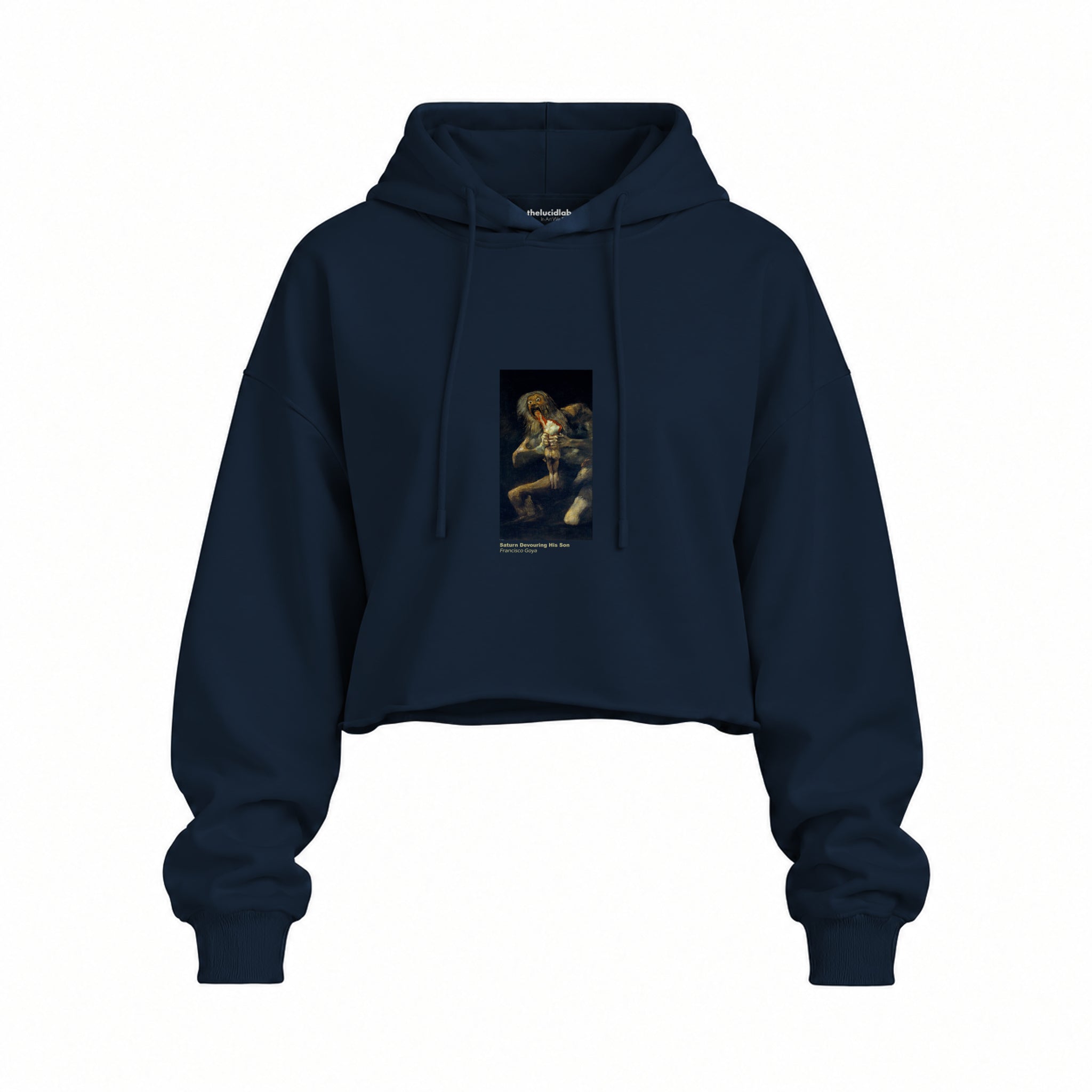 Saturn Devouring His Son Oversize Crop Hoodie – Lacivert