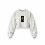 Saturn Devouring His Son Oversize Crop Sweatshirt – Beyaz