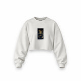 Saturn Devouring His Son Oversize Crop Sweatshirt – Beyaz