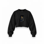Saturn Devouring His Son Oversize Crop Sweatshirt – Siyah