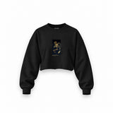Saturn Devouring His Son Oversize Crop Sweatshirt – Siyah