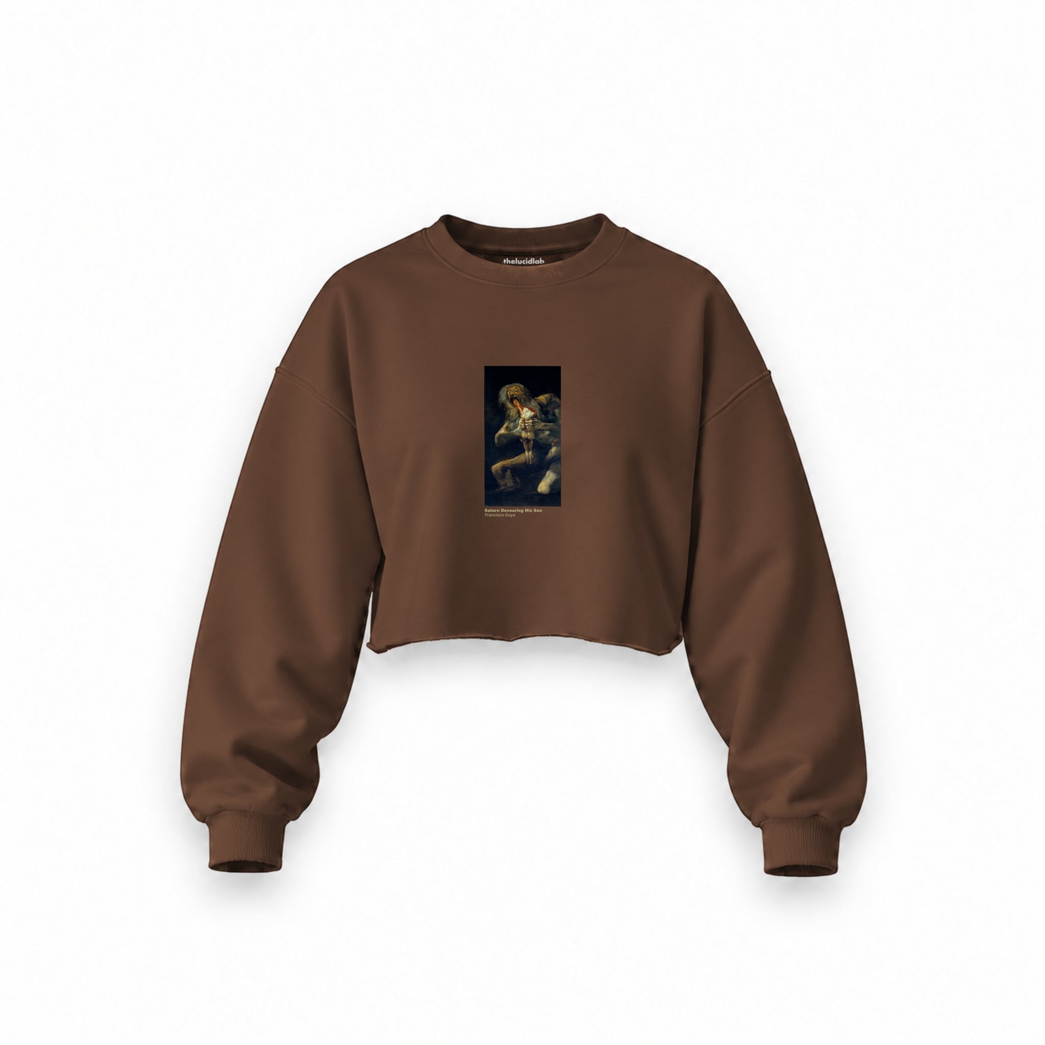 Saturn Devouring His Son Oversize Crop Sweatshirt – Kahverengi