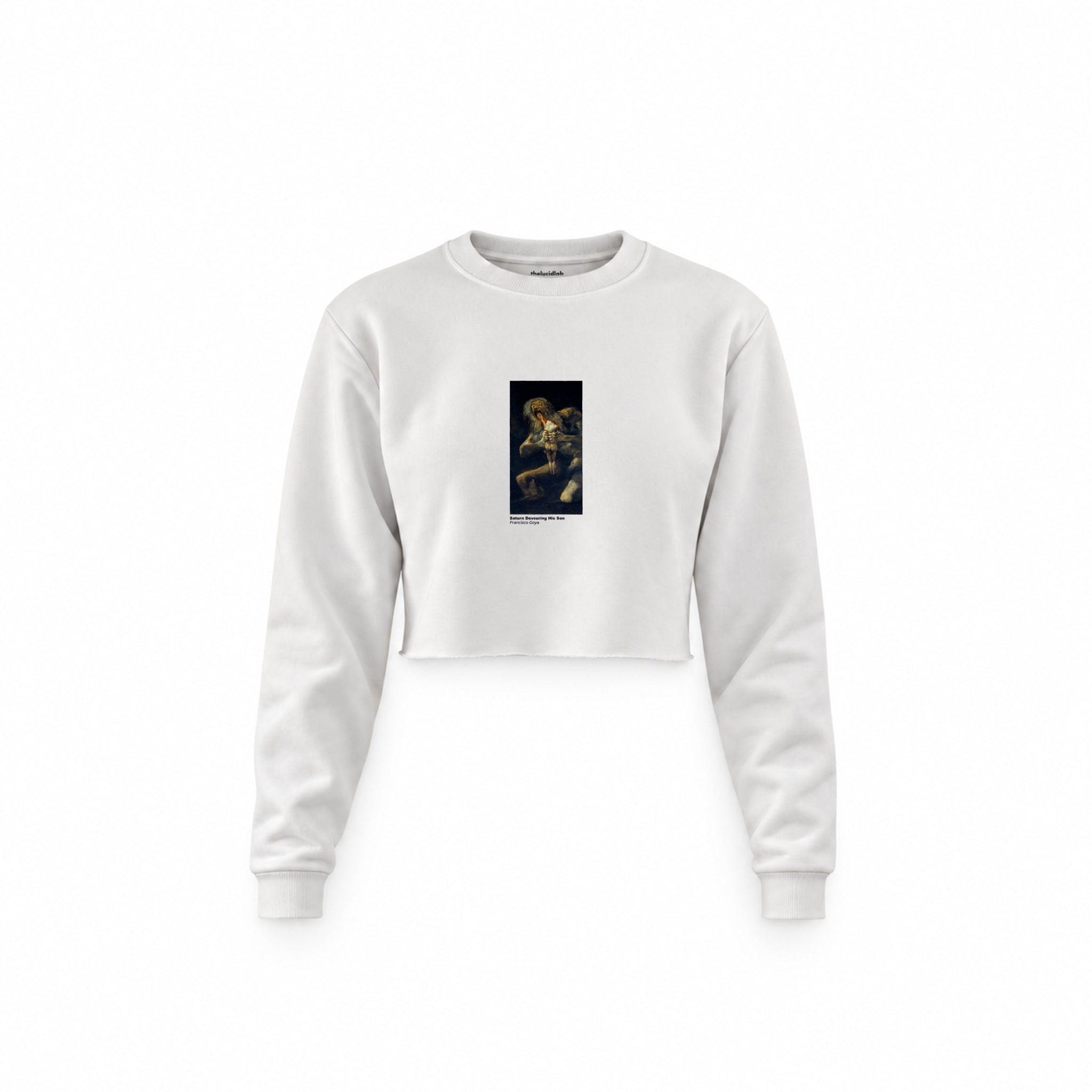 Saturn Devouring His Son Crop Sweatshirt – Beyaz