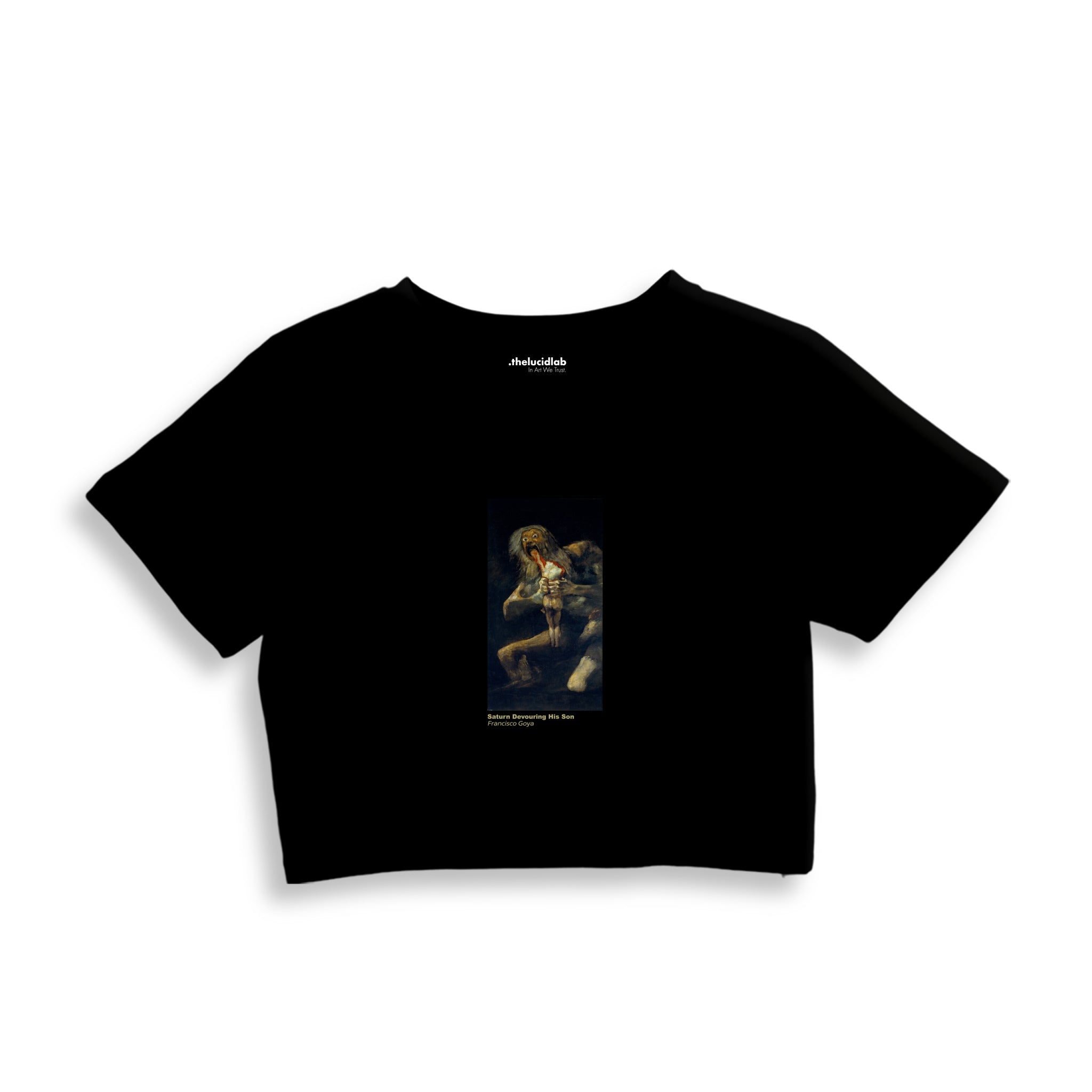 Saturn Devouring His Son Crop Tişört – Siyah