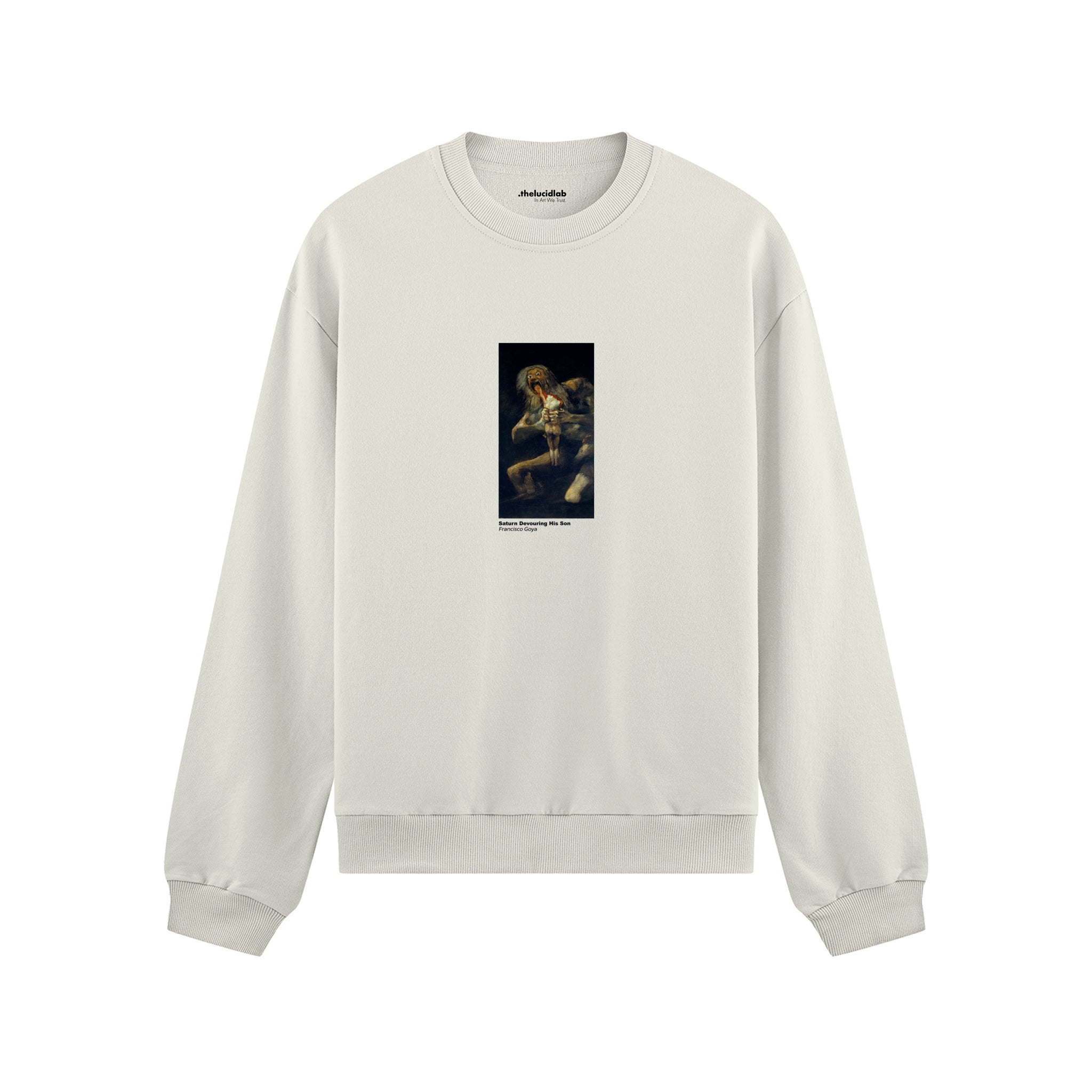Saturn Devouring His Son Oversize Sweatshirt – Beyaz