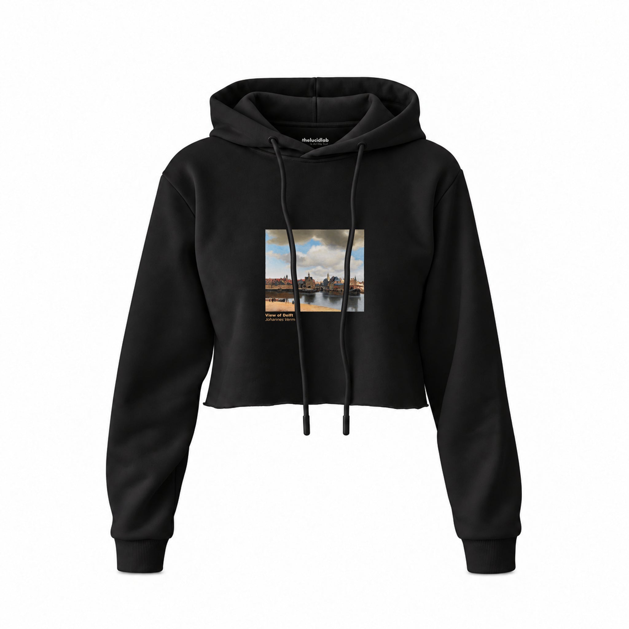 View of Delft Crop Hoodie – Siyah