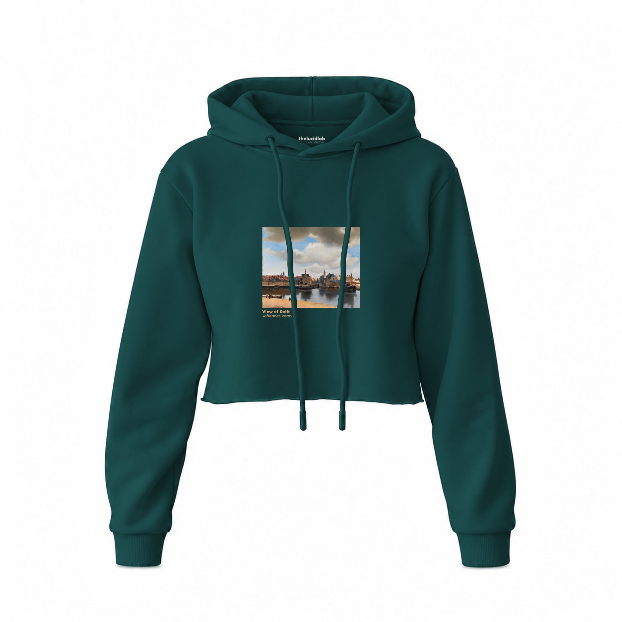 View of Delft Crop Hoodie – Koyu Yeşil