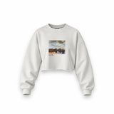 View of Delft Oversize Crop Sweatshirt – Beyaz