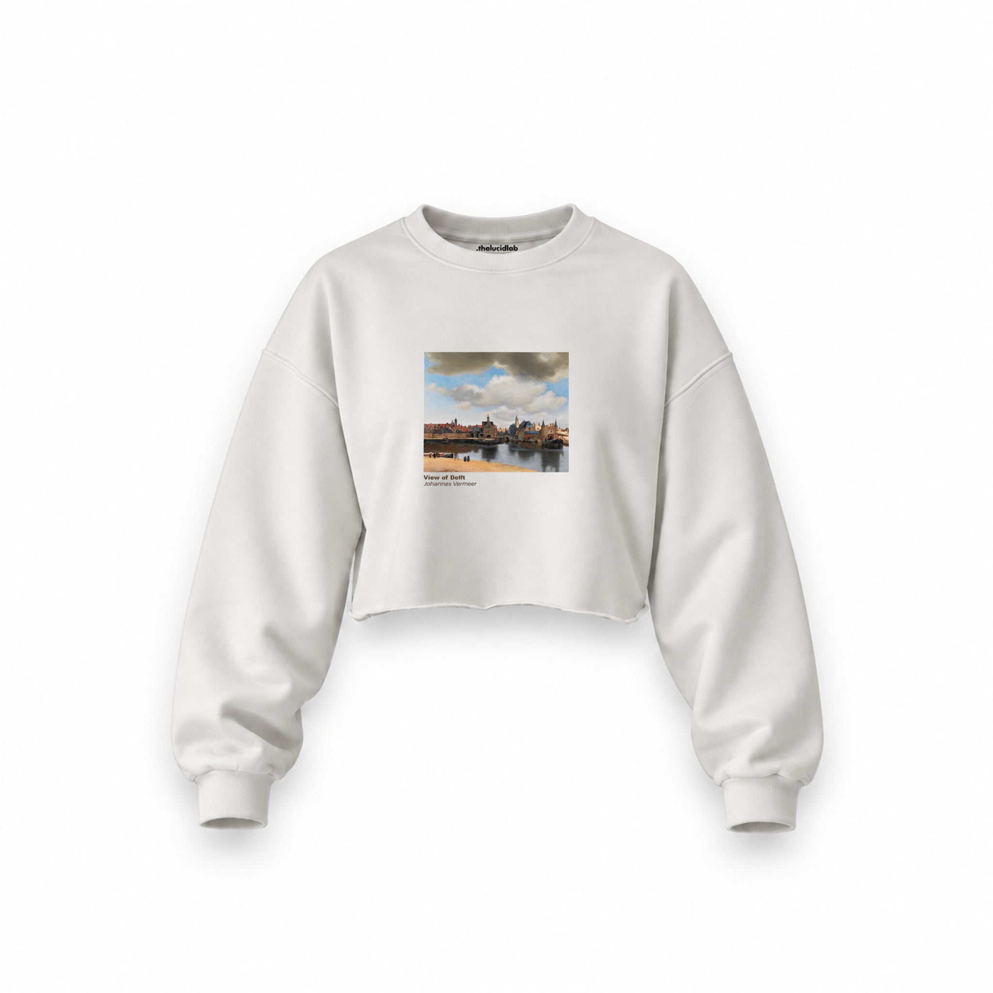 View of Delft Oversize Crop Sweatshirt – Beyaz