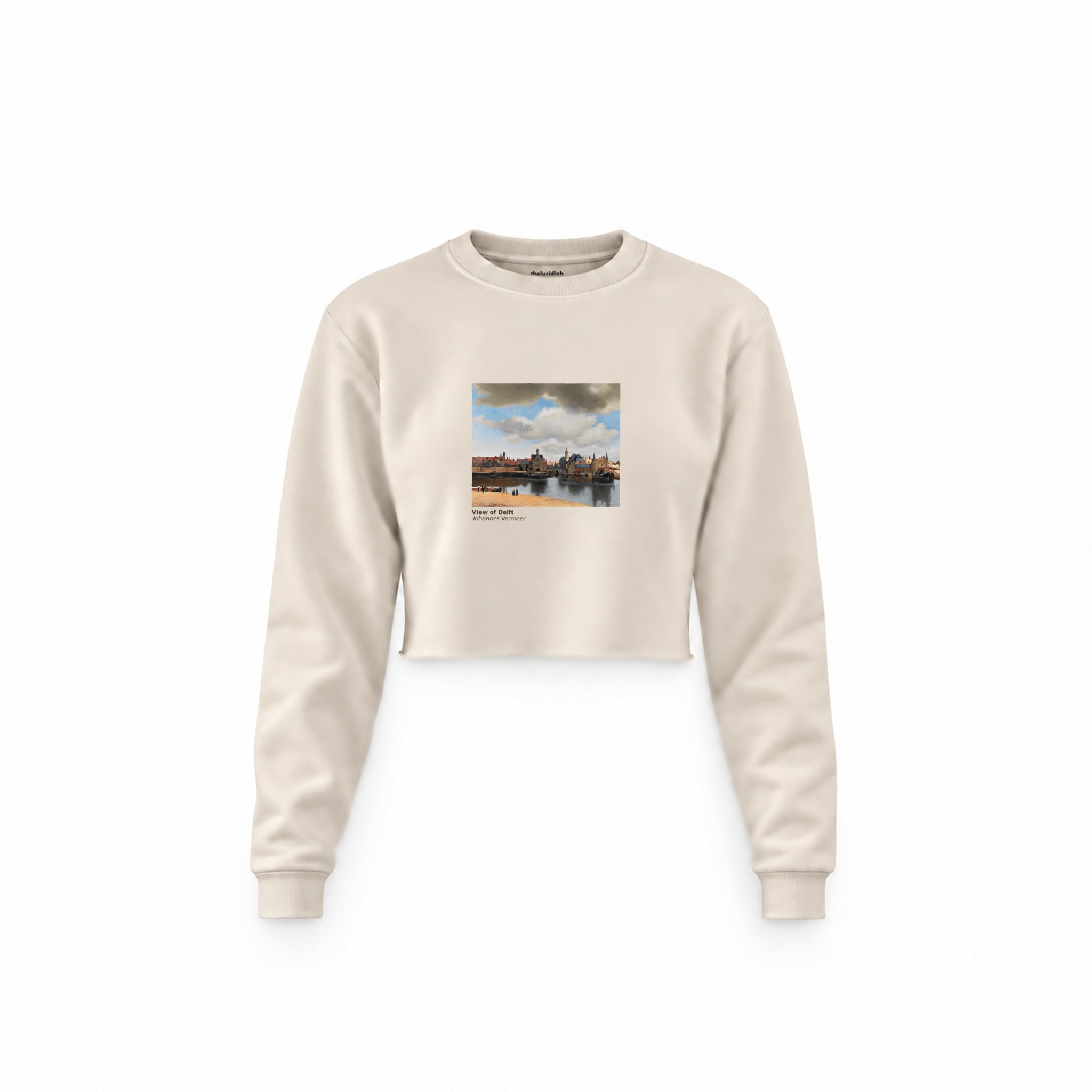 View of Delft Crop Sweatshirt – Krem