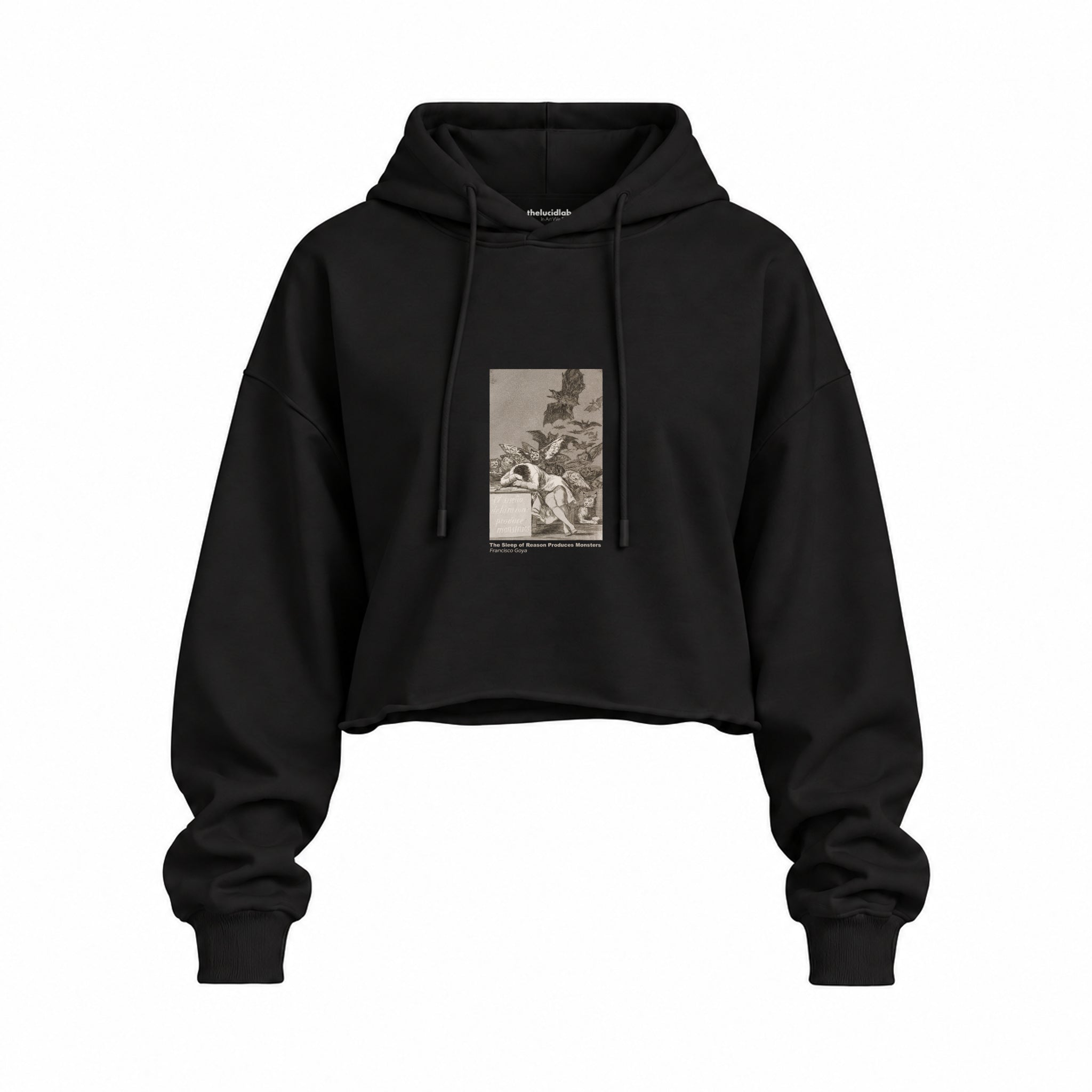The Sleep of Reason Produces Monsters Oversize Crop Hoodie – Siyah