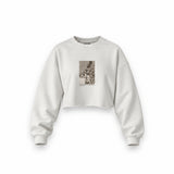 The Sleep of Reason Produces Monsters Oversize Crop Sweatshirt – Beyaz