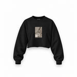 The Sleep of Reason Produces Monsters Oversize Crop Sweatshirt – Siyah