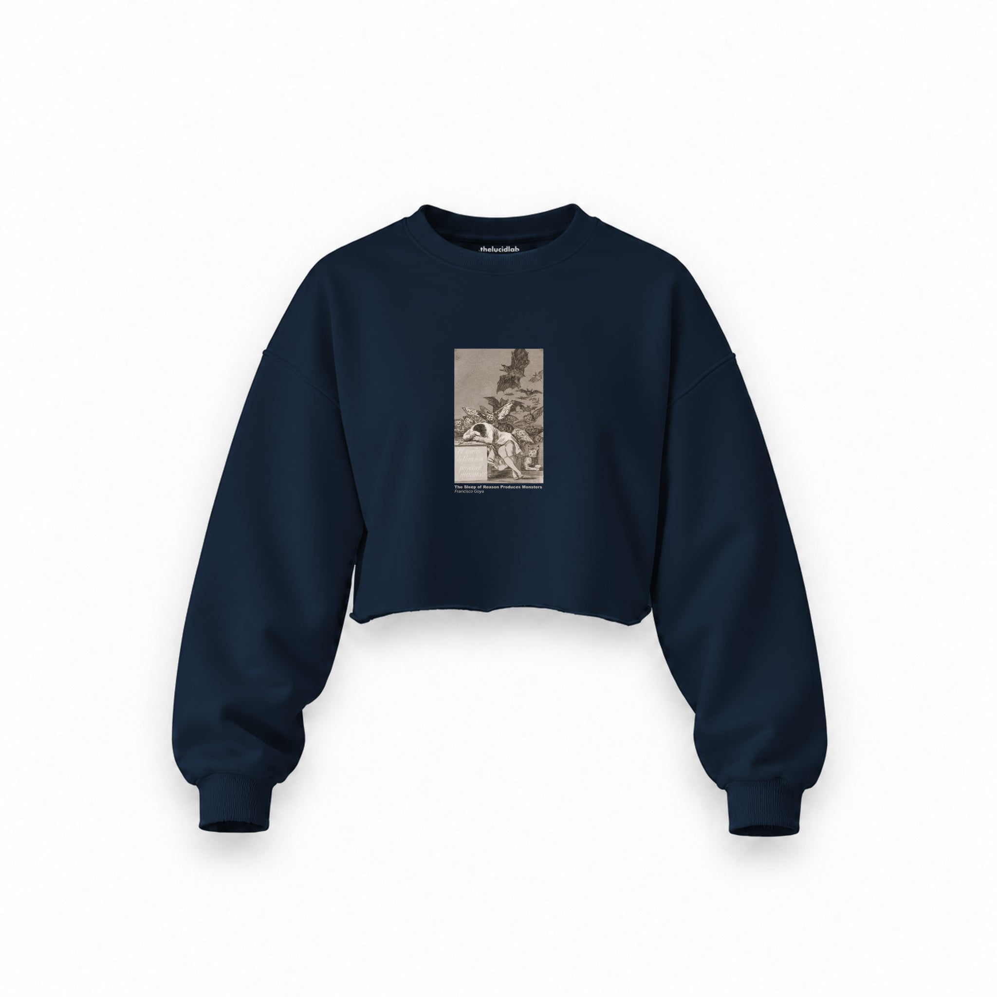 The Sleep of Reason Produces Monsters Oversize Crop Sweatshirt – Lacivert