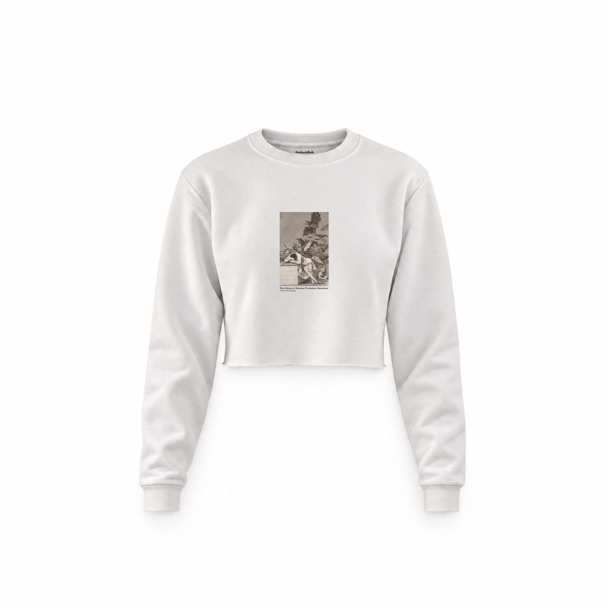 The Sleep of Reason Produces Monsters Crop Sweatshirt – Beyaz