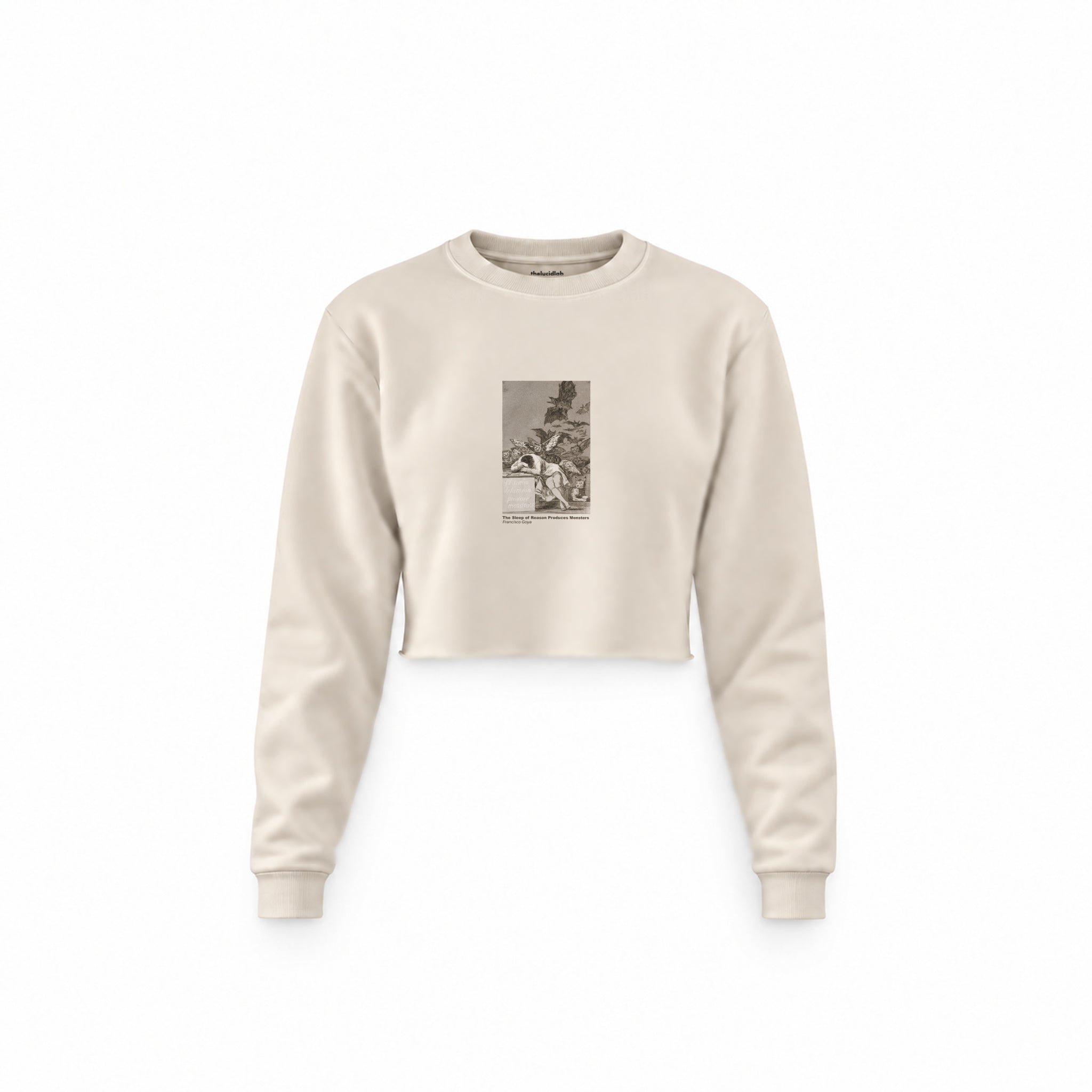 The Sleep of Reason Produces Monsters Crop Sweatshirt – Krem