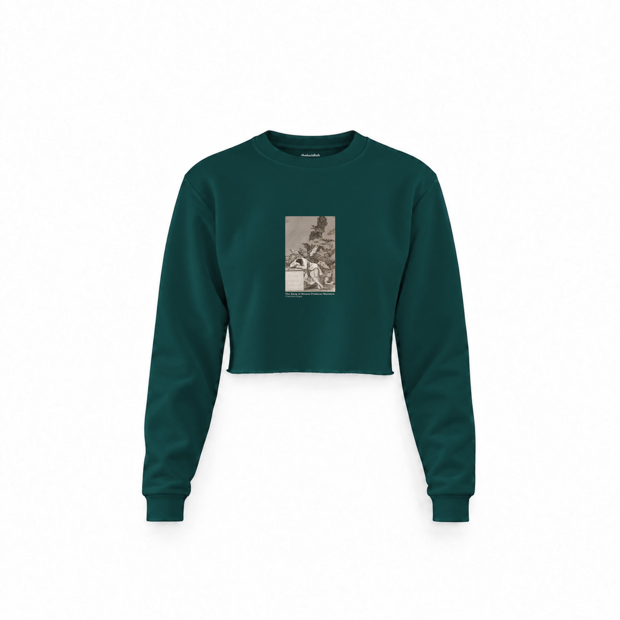 The Sleep of Reason Produces Monsters Crop Sweatshirt – Koyu Yeşil